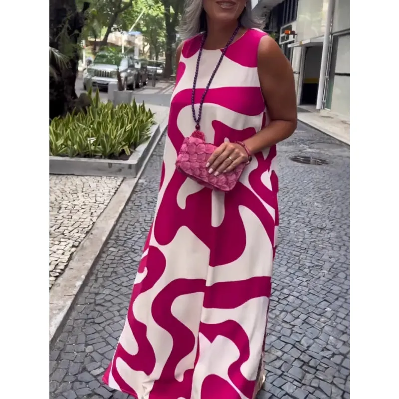Last Day Special Sale 49% OFFRound Neck Printed Sleeveless Casual Fashion Dresses