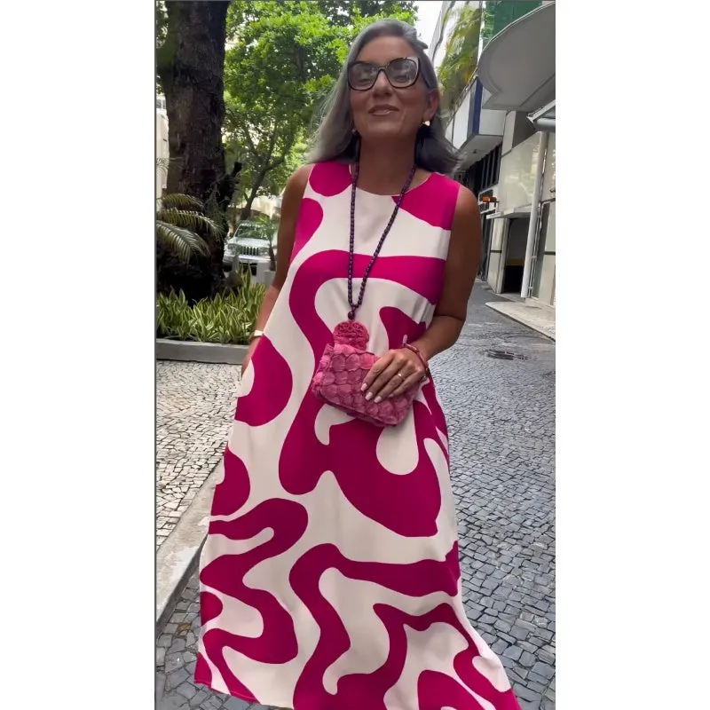 Last Day Special Sale 49% OFFRound Neck Printed Sleeveless Casual Fashion Dresses