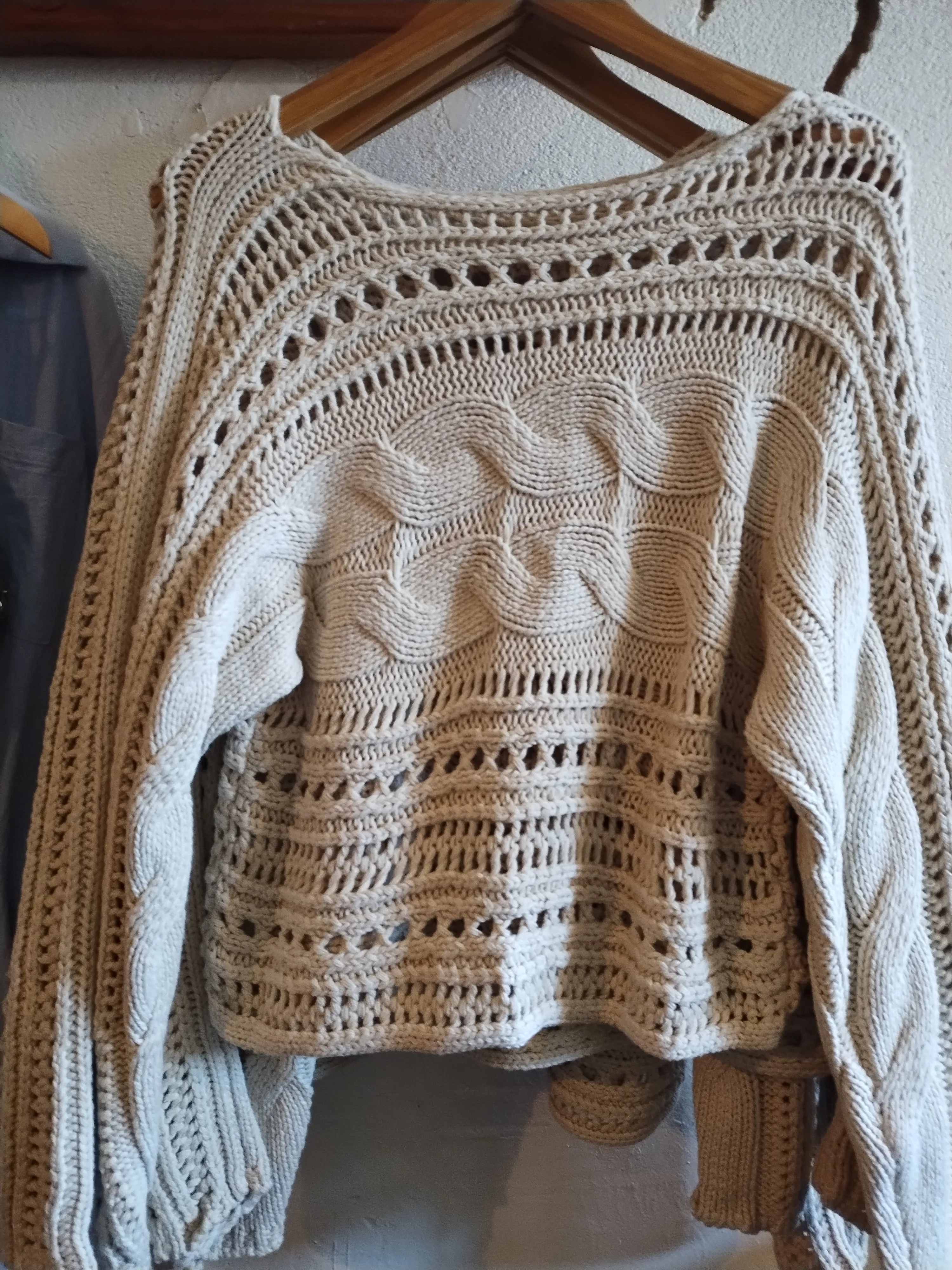 Ldc Hollow-Out Cable Knit Cropped Sweater