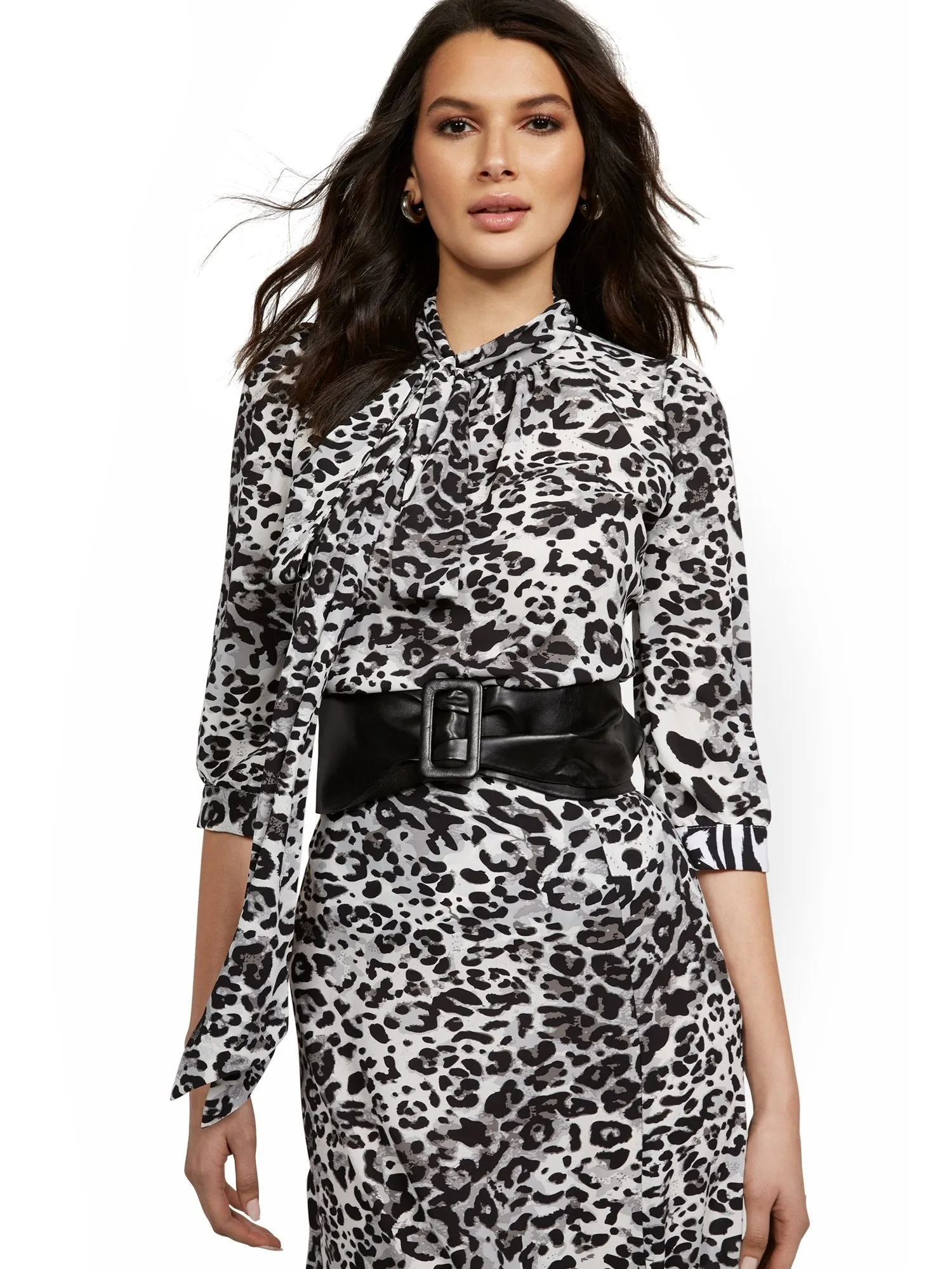 Leopard-Print Bow Blouse - 7th Avenue