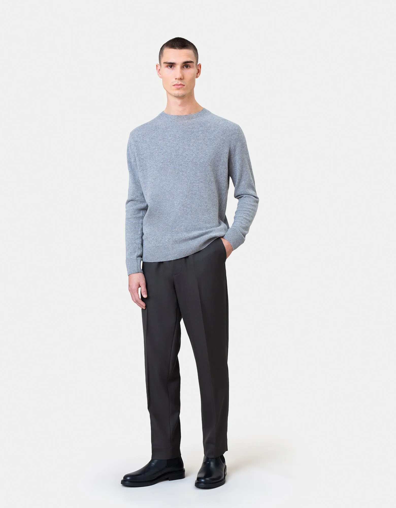 Light Merino Wool Crew - Sahara Camel