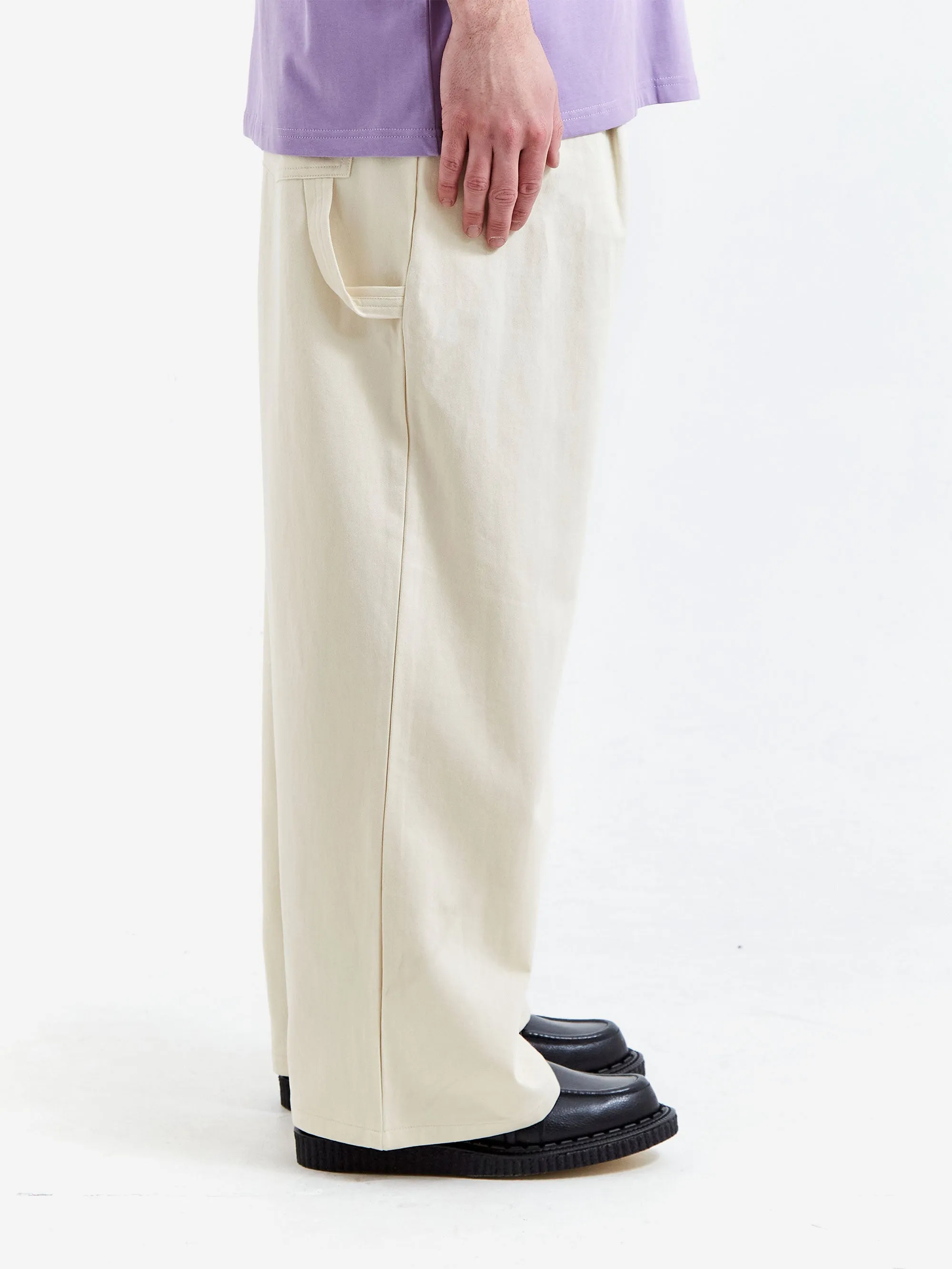 Lorenz Uniform Pleated Wide Leg Pant - Ecru