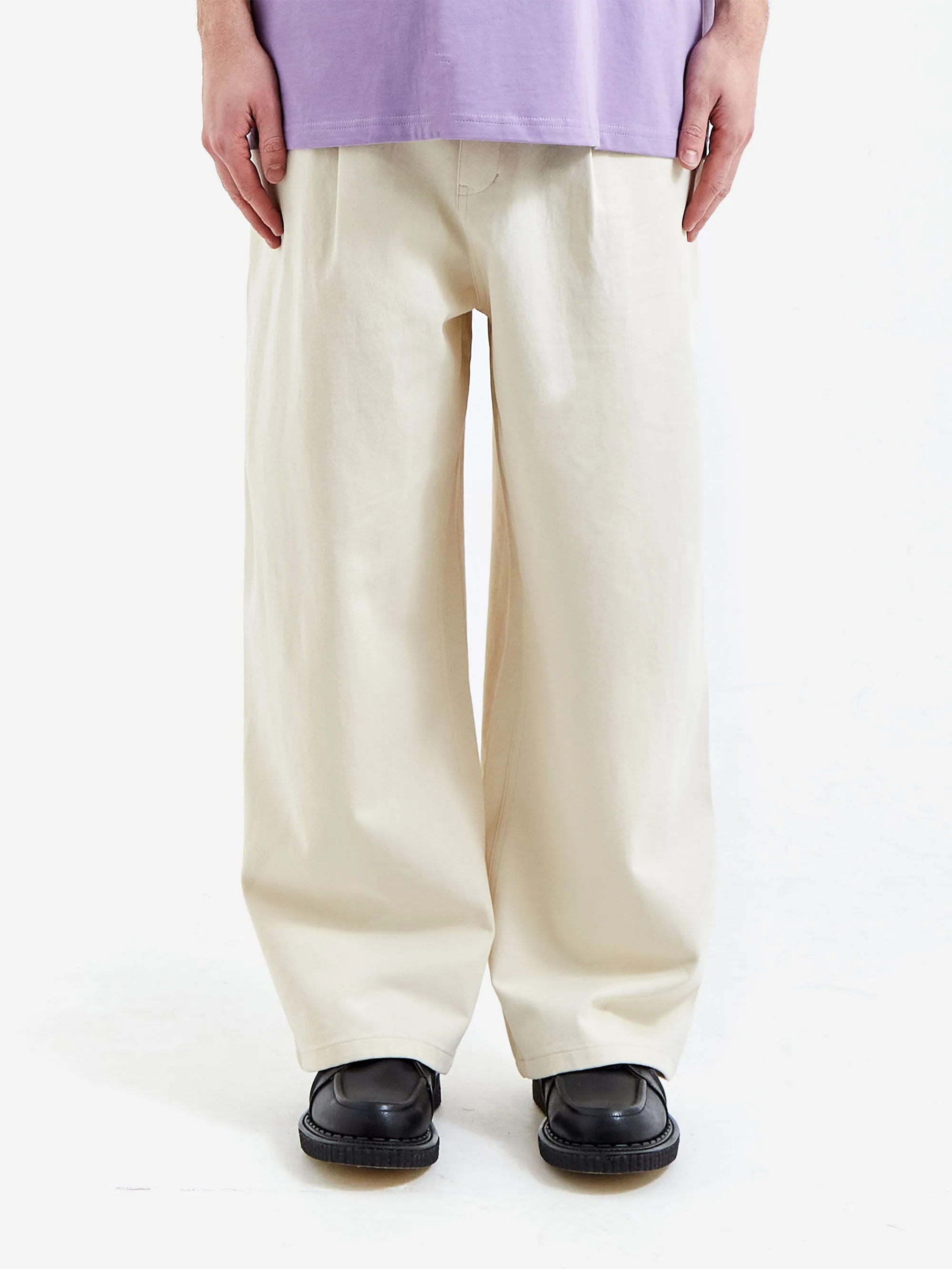 Lorenz Uniform Pleated Wide Leg Pant - Ecru
