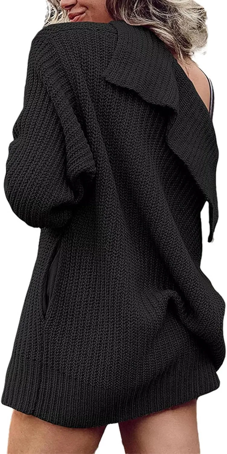 loveimgs Women Oversized Chunky Knit Open Front Cardigan Sweater Button Up Rib Knitted Sweater Jacket Fall Hoodie