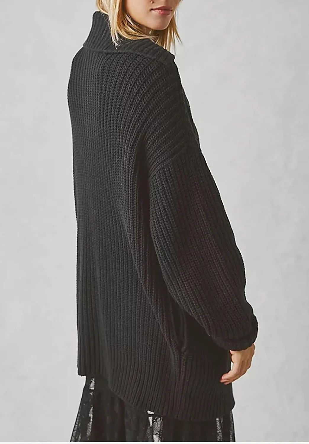 loveimgs Women Oversized Chunky Knit Open Front Cardigan Sweater Button Up Rib Knitted Sweater Jacket Fall Hoodie