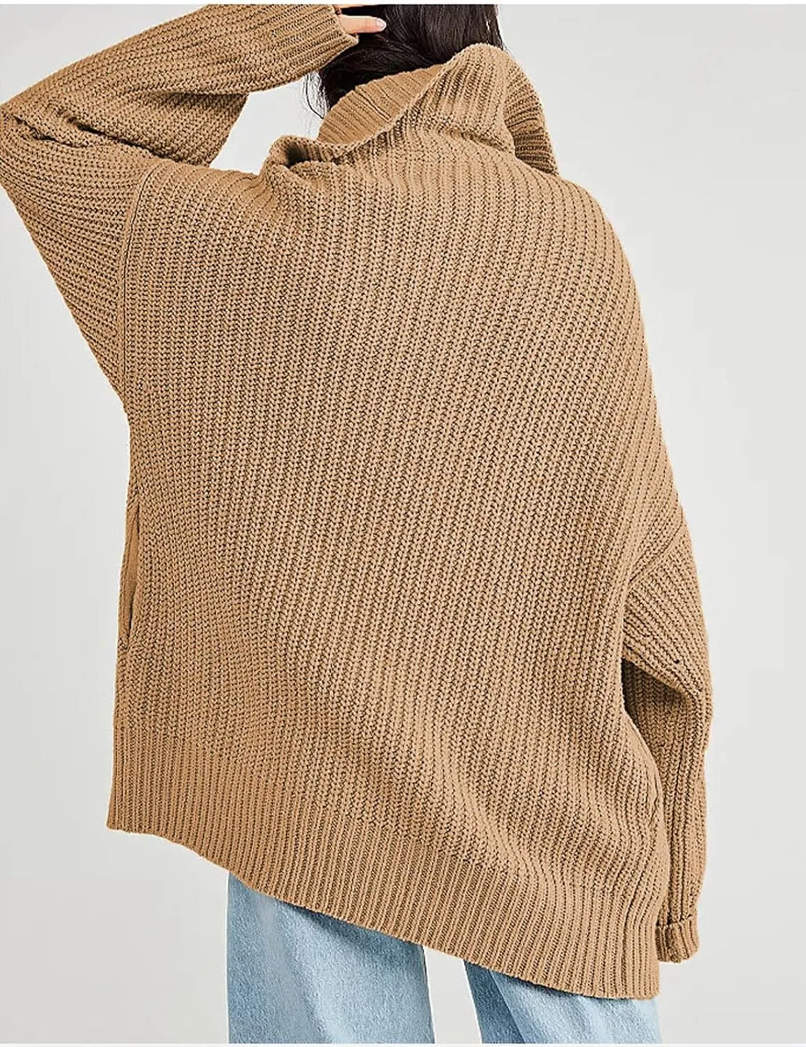 loveimgs Women Oversized Chunky Knit Open Front Cardigan Sweater Button Up Rib Knitted Sweater Jacket Fall Hoodie