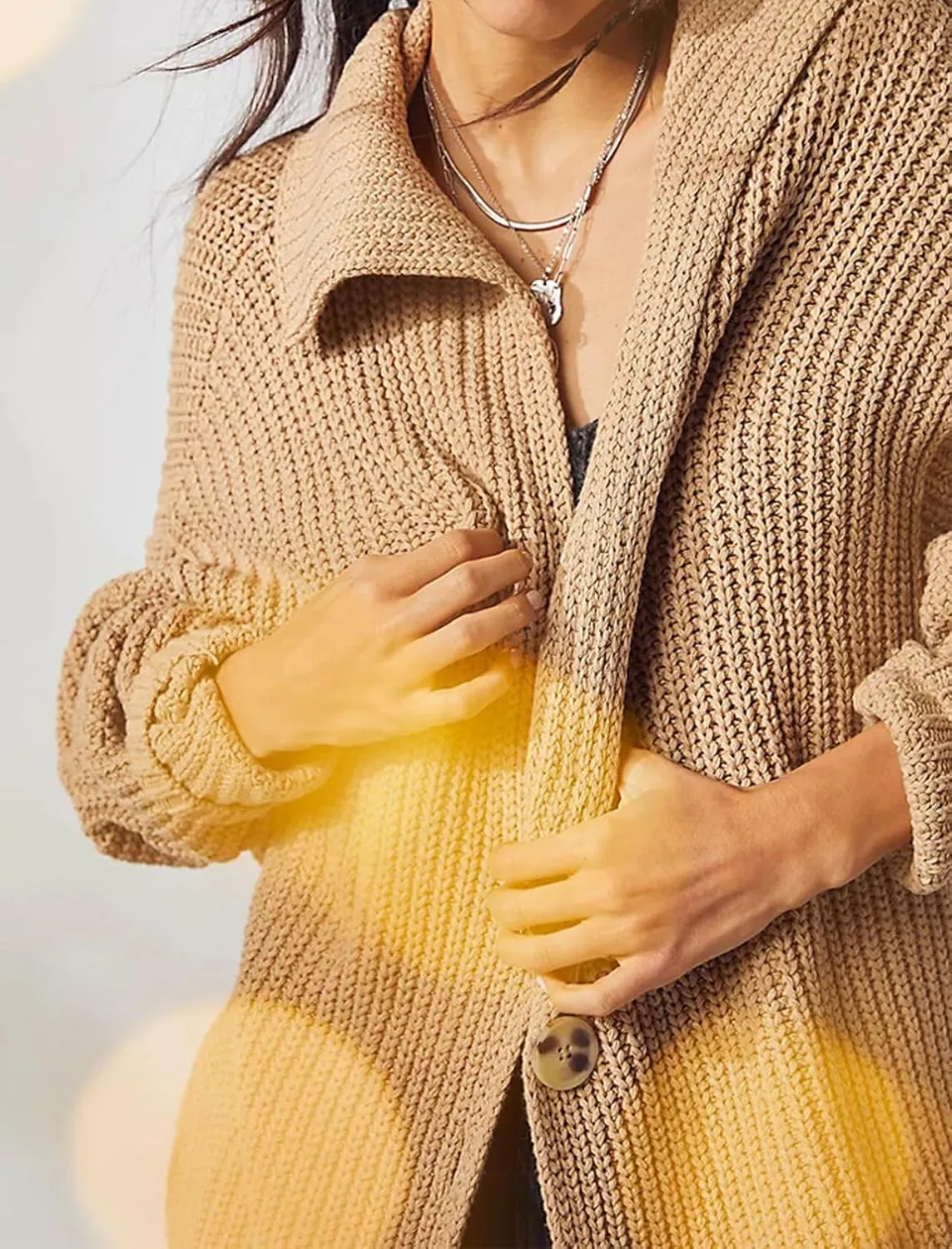 loveimgs Women Oversized Chunky Knit Open Front Cardigan Sweater Button Up Rib Knitted Sweater Jacket Fall Hoodie