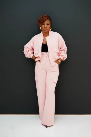 Luxury Embossed pants set (soft pink)