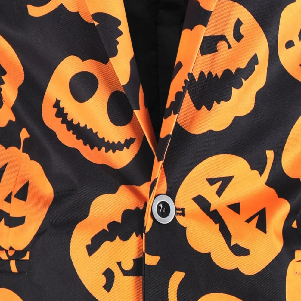 Men's 3-Piece Halloween Spooky Pumpkin Pattern Suit