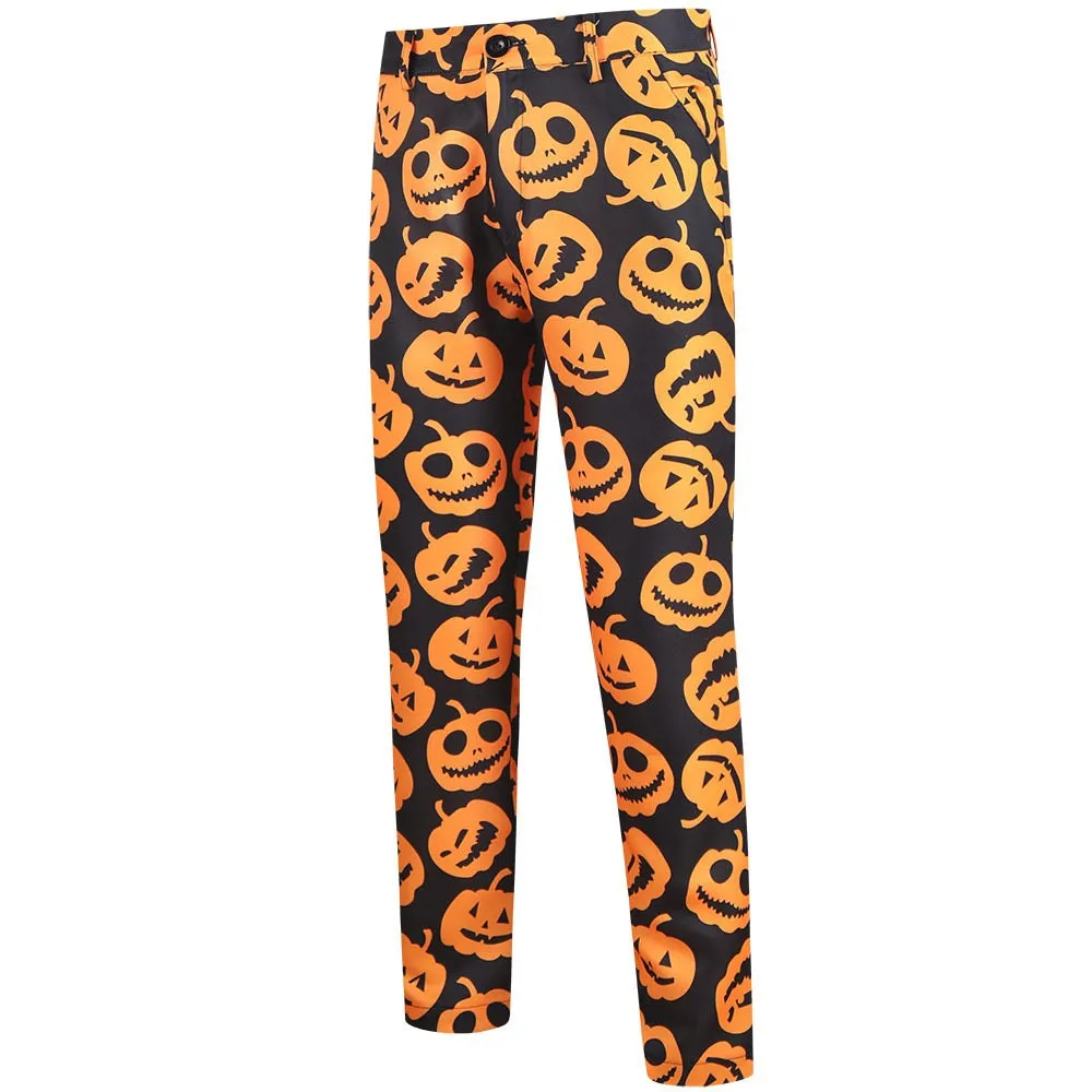 Men's 3-Piece Halloween Spooky Pumpkin Pattern Suit