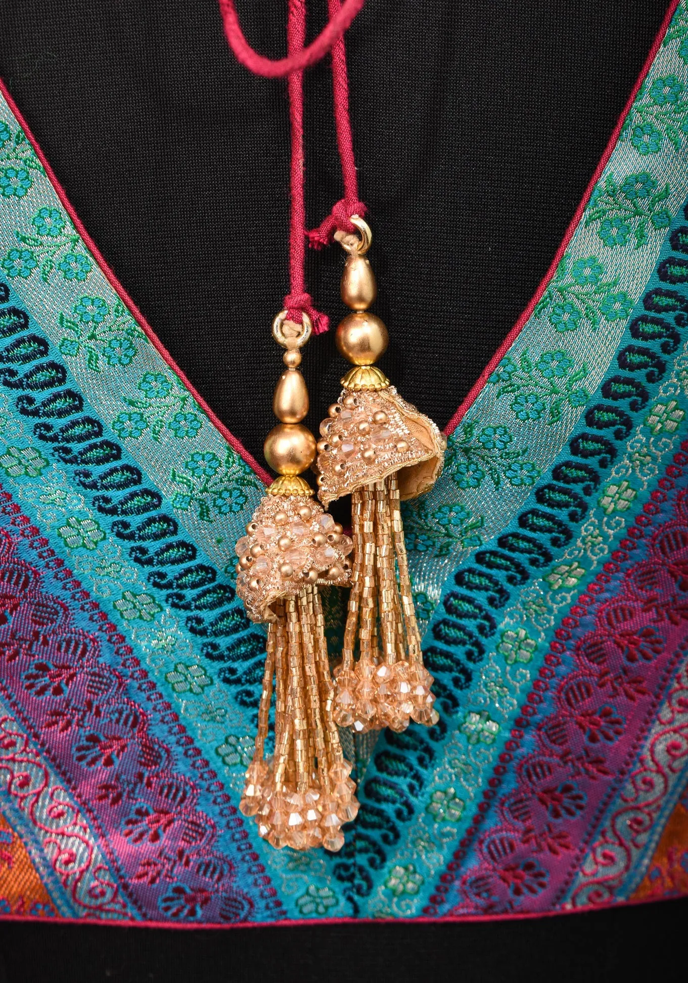 Multicolor Blouse in Banarasi Brocade Fabric with V Neck