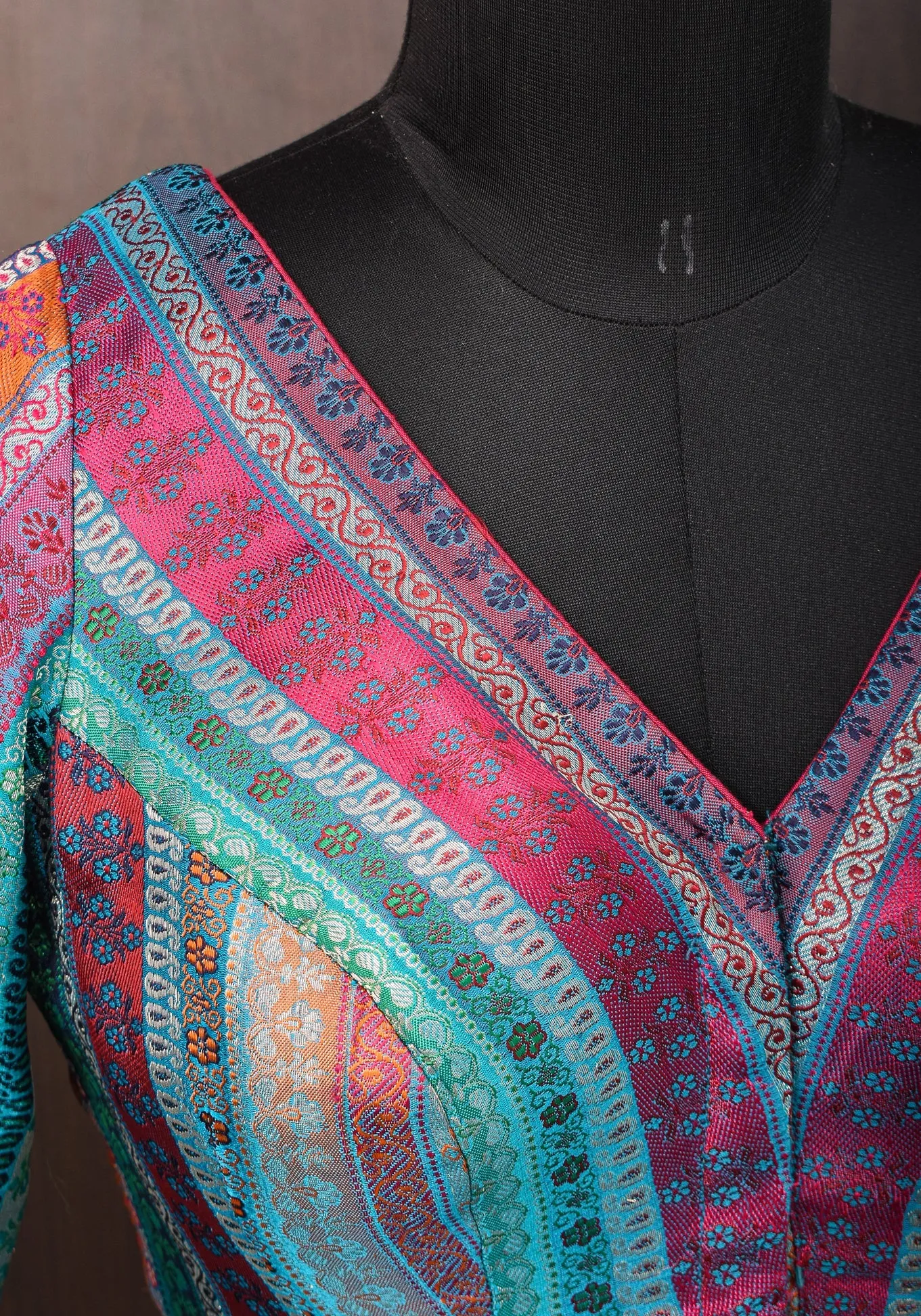 Multicolor Blouse in Banarasi Brocade Fabric with V Neck