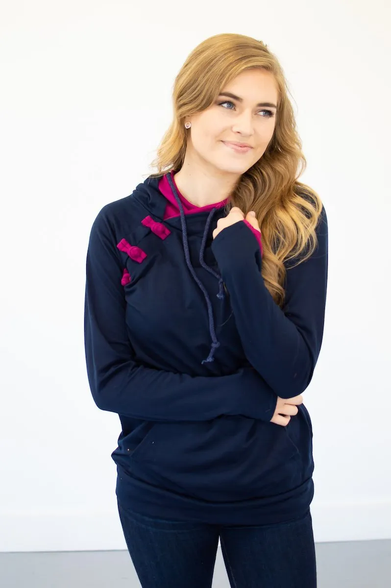Navy and Magenta Accented Hoodie