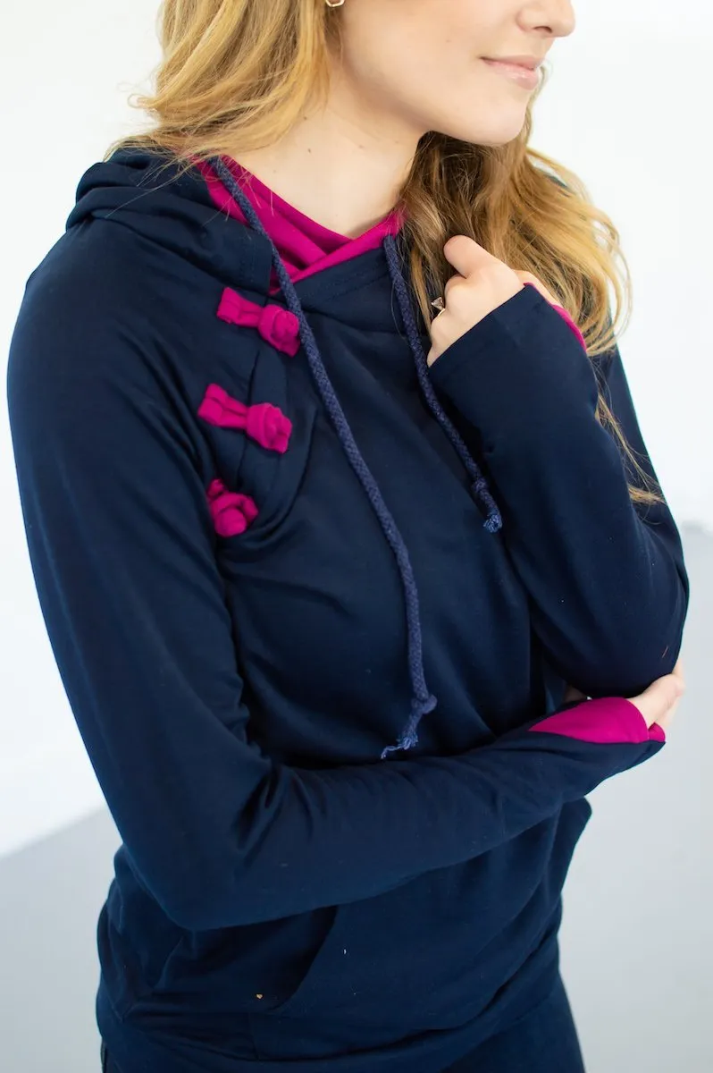 Navy and Magenta Accented Hoodie