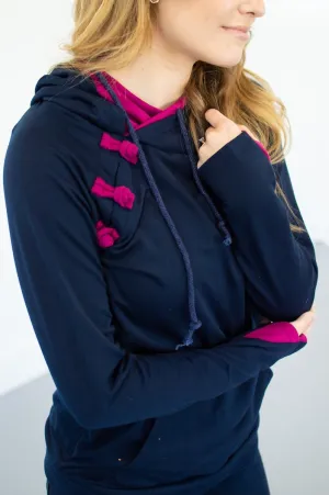 Navy and Magenta Accented Hoodie