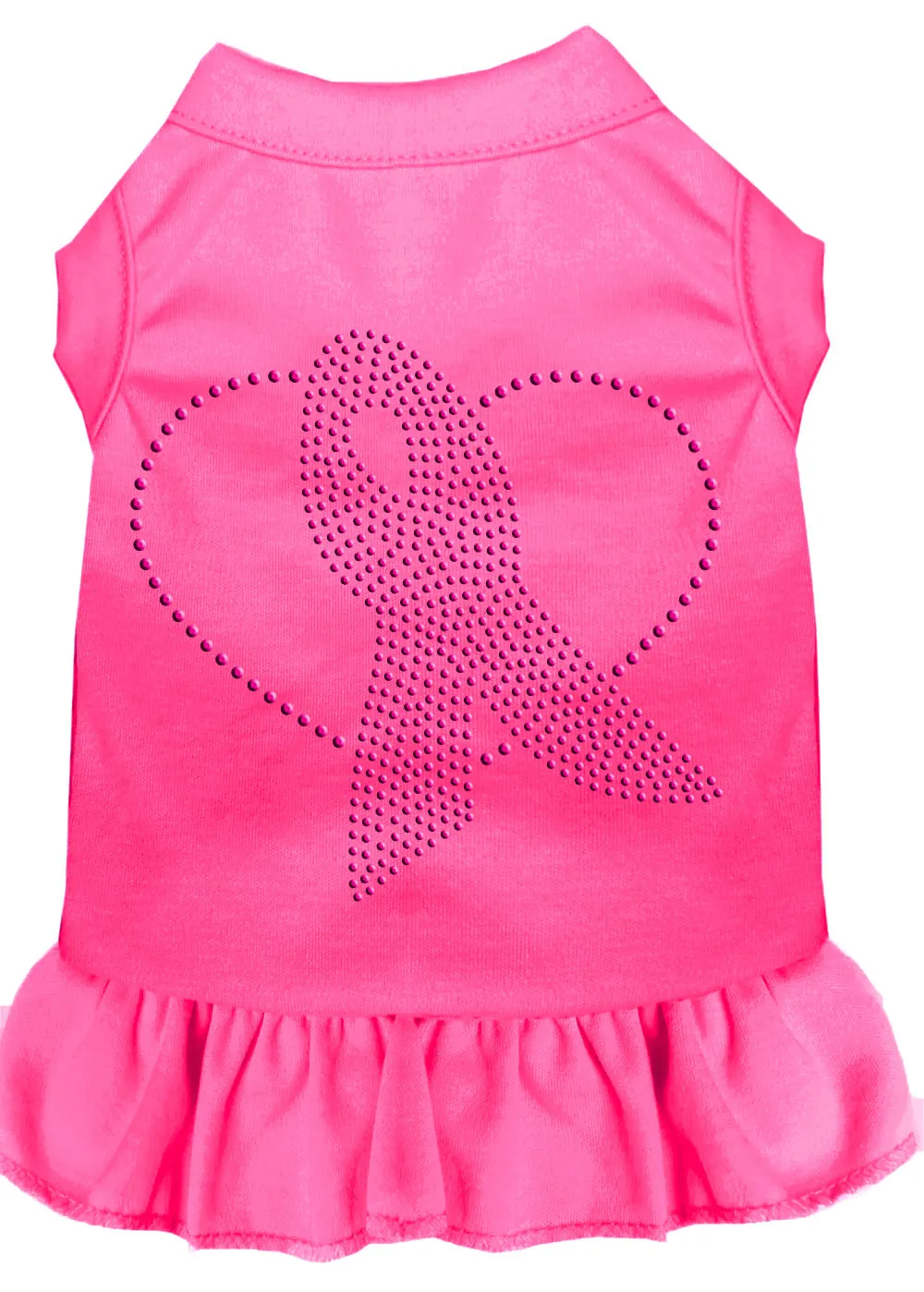 Pink Ribbon Rhinestone Dress Bright Pink Xs