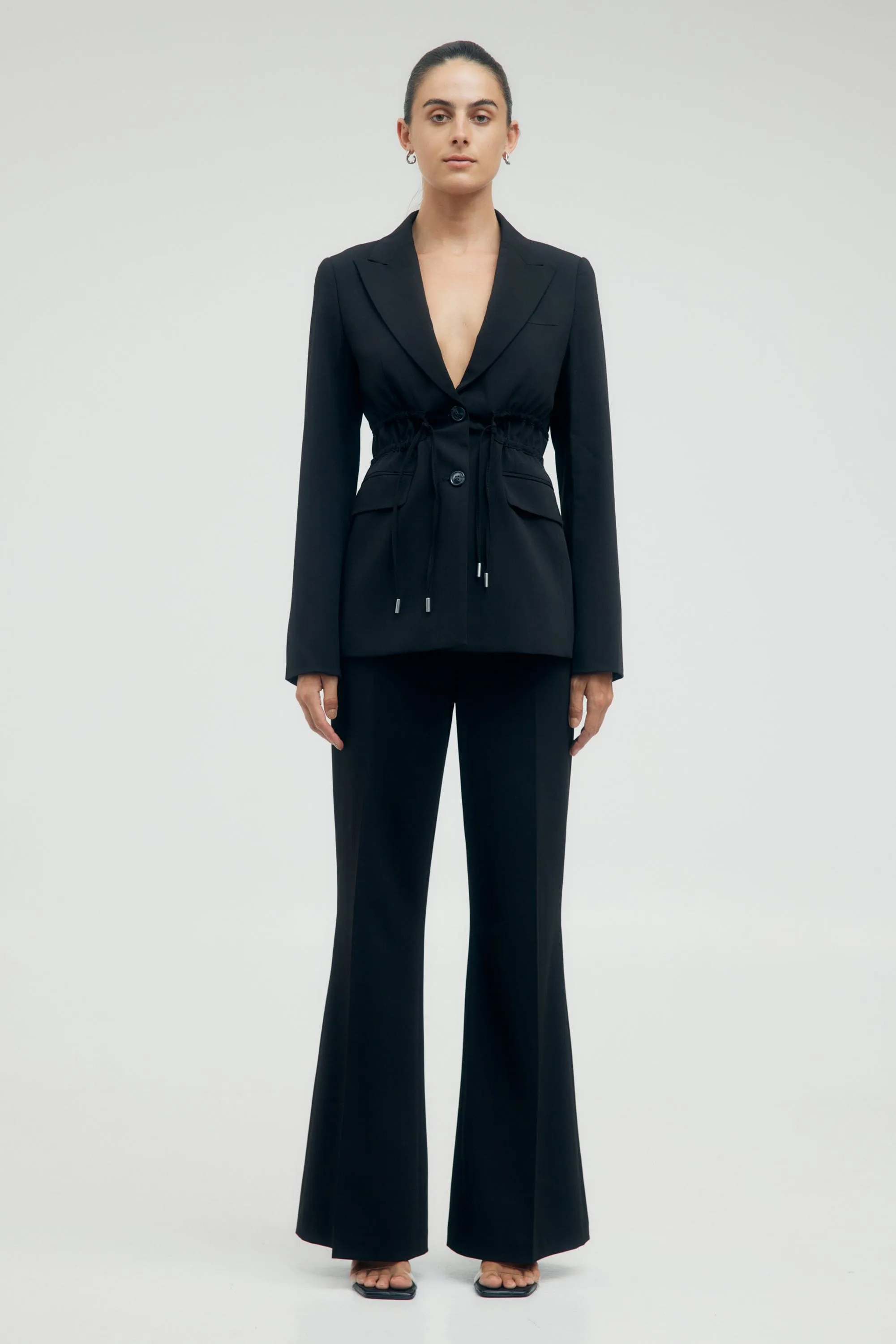 PROTOCOL CINCHED WAIST BLAZER | RAVEN
