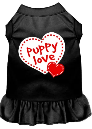 Puppy Love Screen Print Dress Black Xxxl