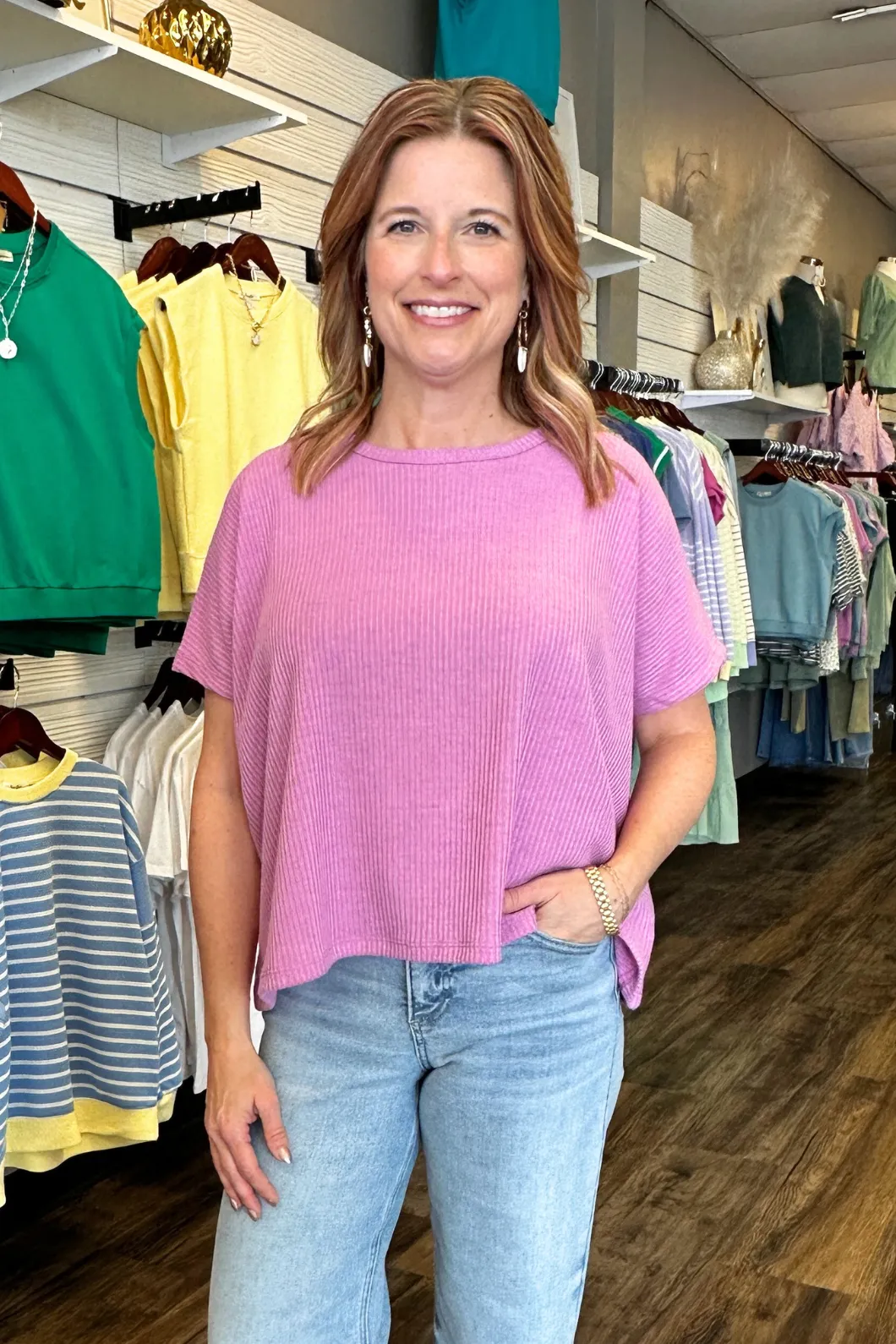 Ribbed Round Neck Top