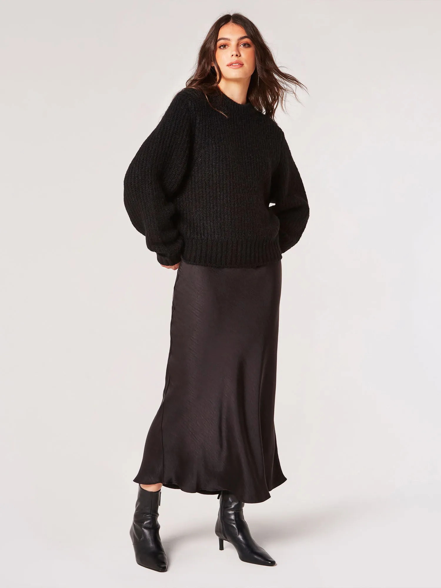 Satin Maxi Skirt | Apricot - Clearance