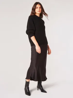 Satin Maxi Skirt | Apricot - Clearance