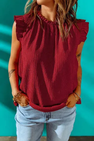 Saturday Favorite Cap Sleeve Red Blouse