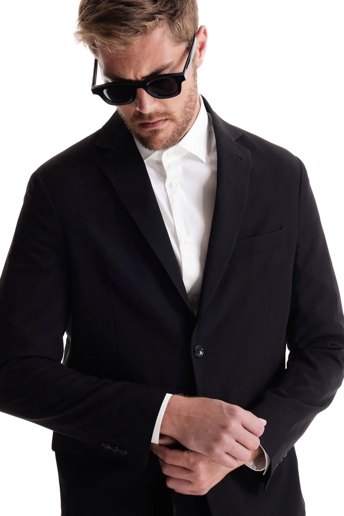 Soft Cloth Studio Suit Jacket in Soft City Twill - Black