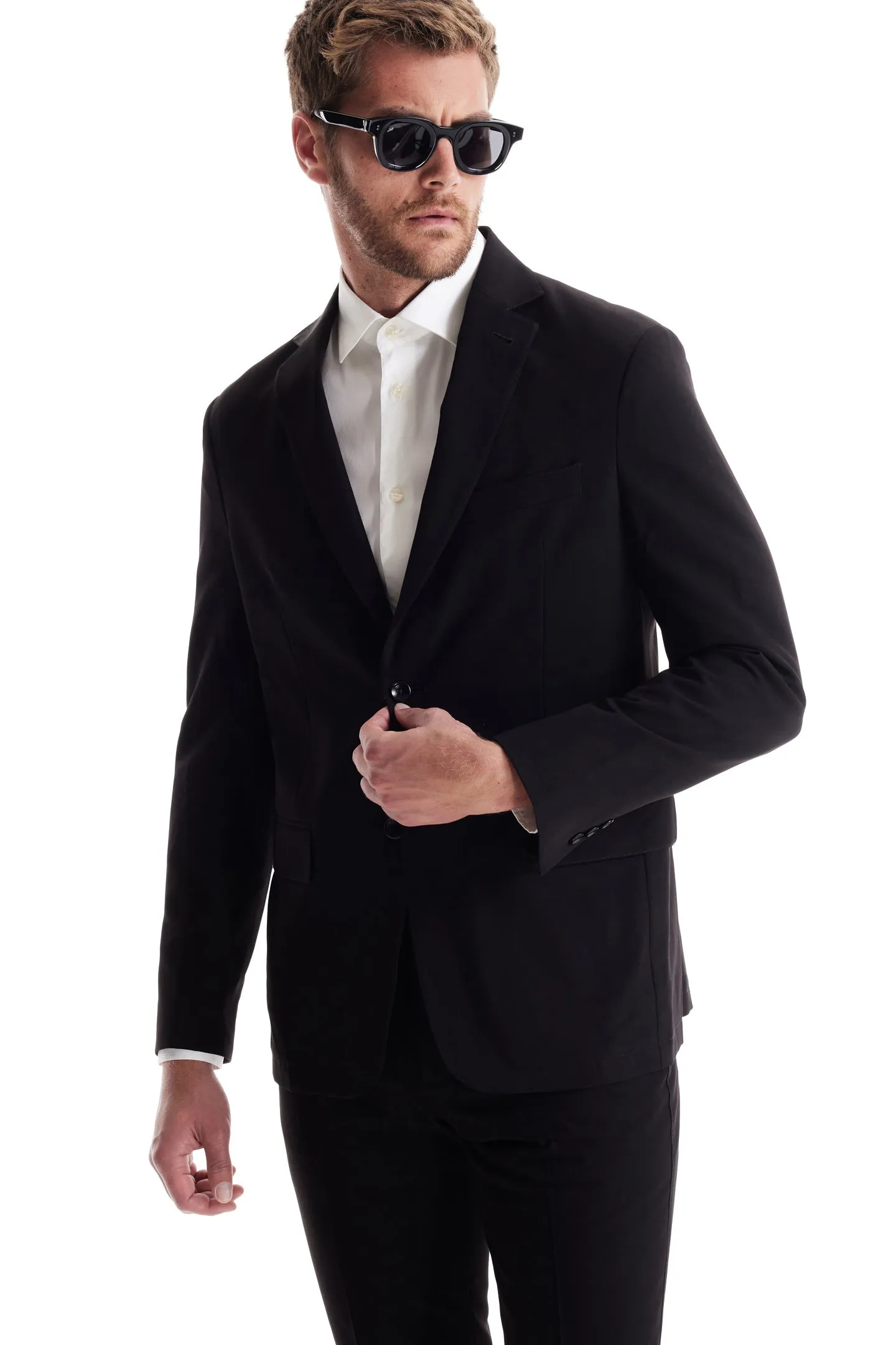 Soft Cloth Studio Suit Jacket in Soft City Twill - Black