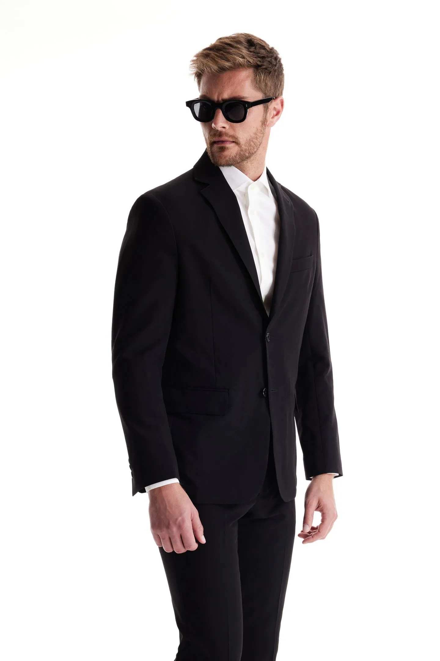 Soft Cloth Studio Suit Jacket in Soft City Twill - Black