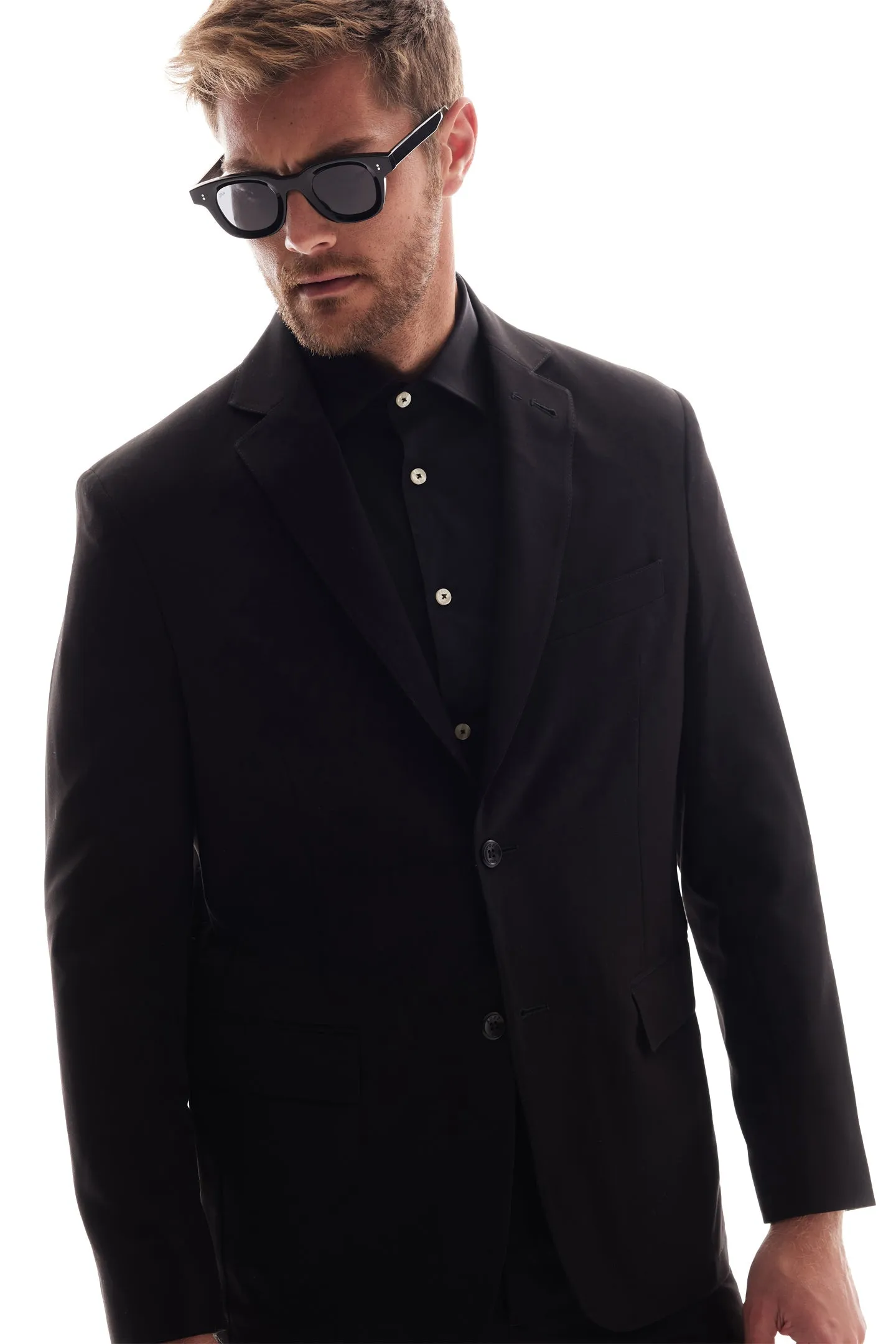 Soft Cloth Studio Suit Jacket in Soft City Twill - Black
