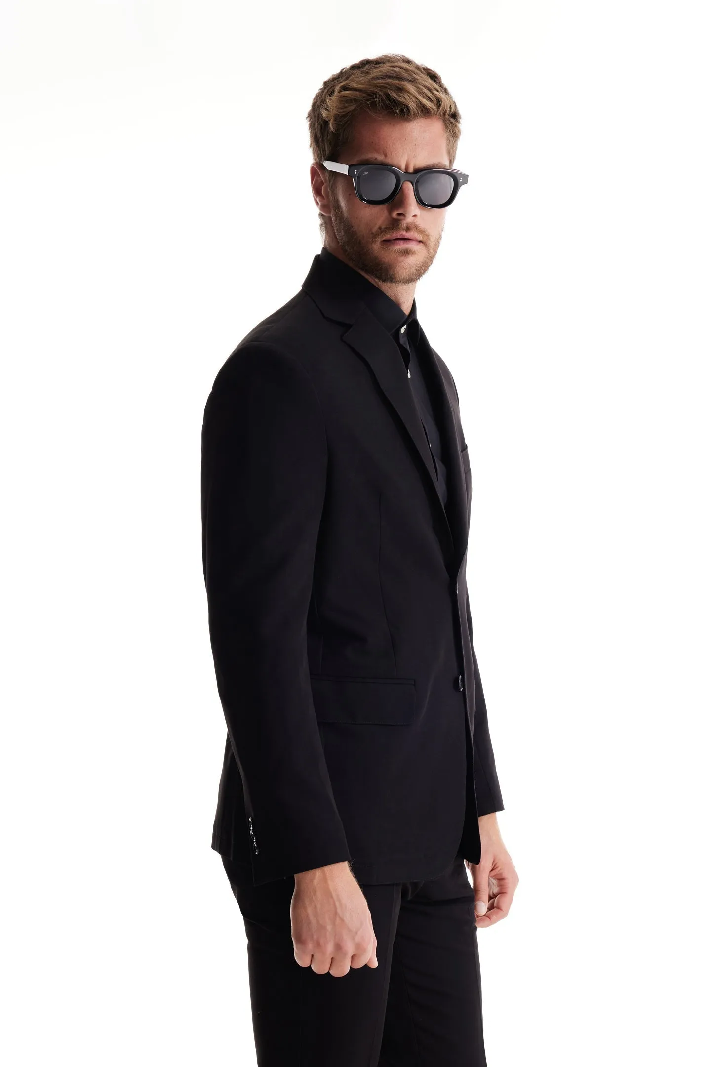 Soft Cloth Studio Suit Jacket in Soft City Twill - Black