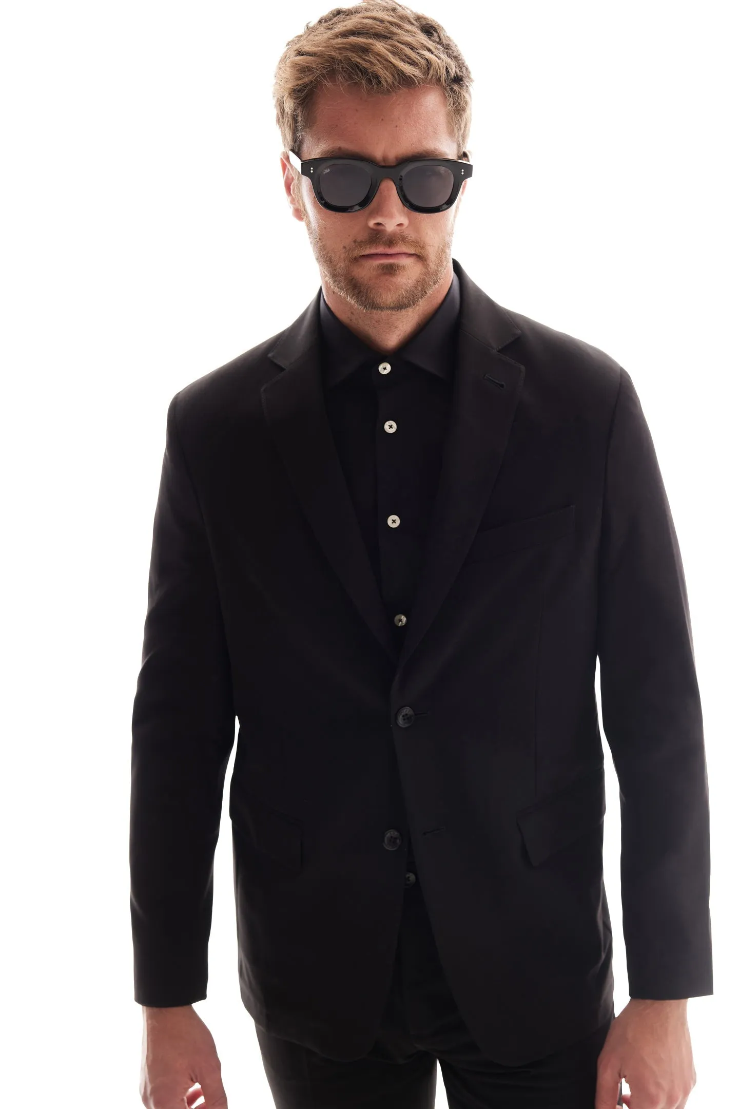 Soft Cloth Studio Suit Jacket in Soft City Twill - Black