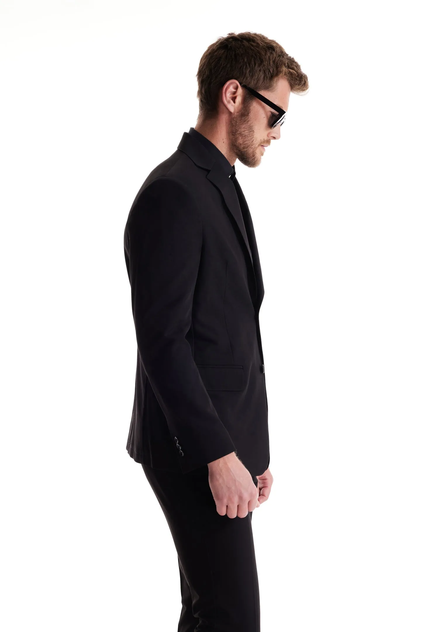 Soft Cloth Studio Suit Jacket in Soft City Twill - Black