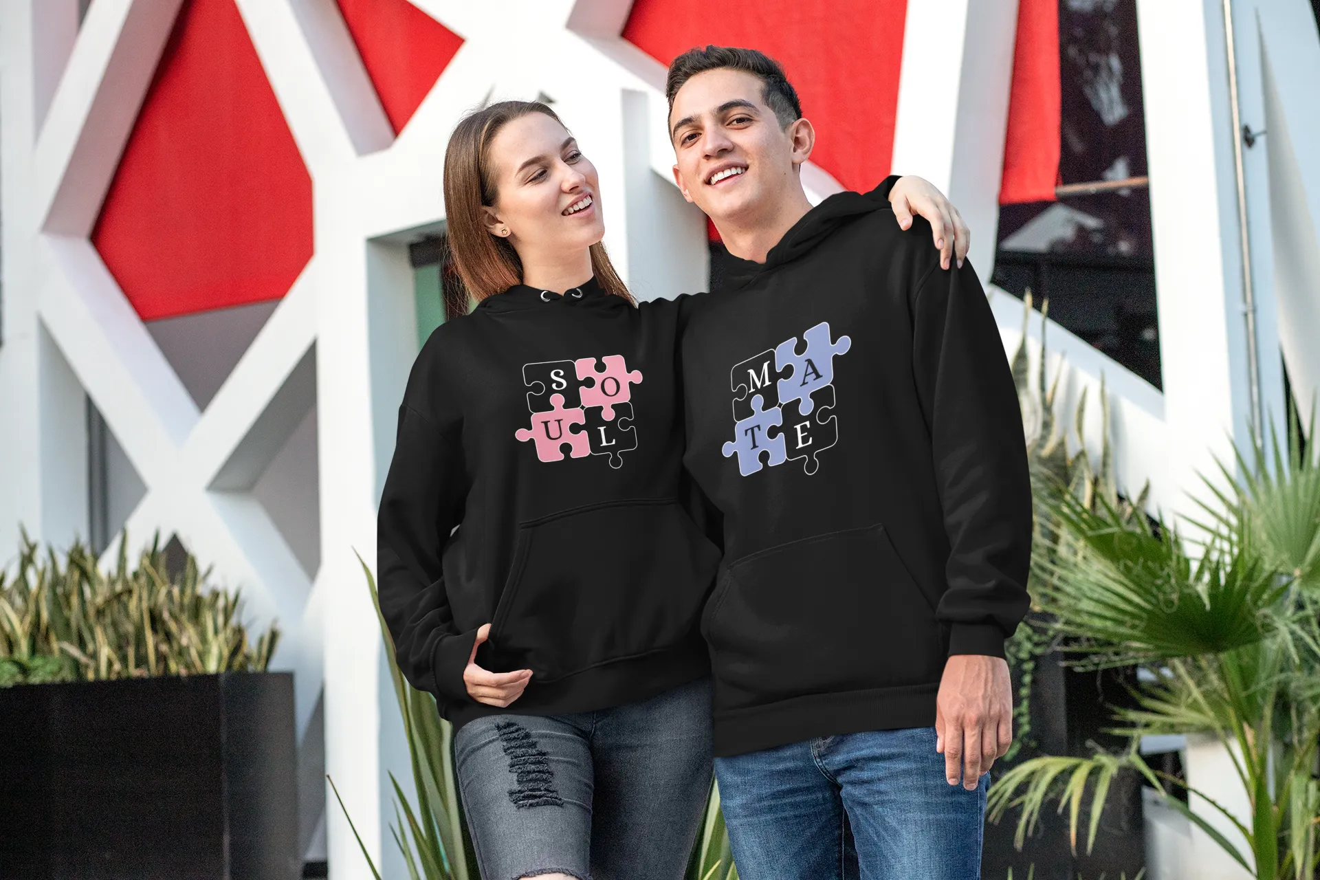 Soul Mate Puzzle - Matching Couple Hoodies