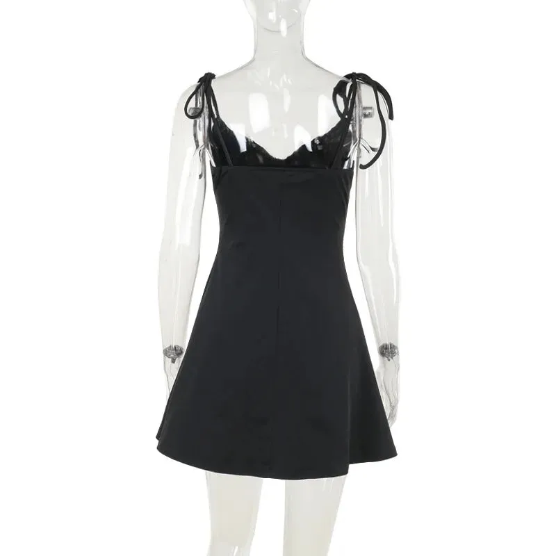 Spaghetti Strap Tie Up Mini Dress