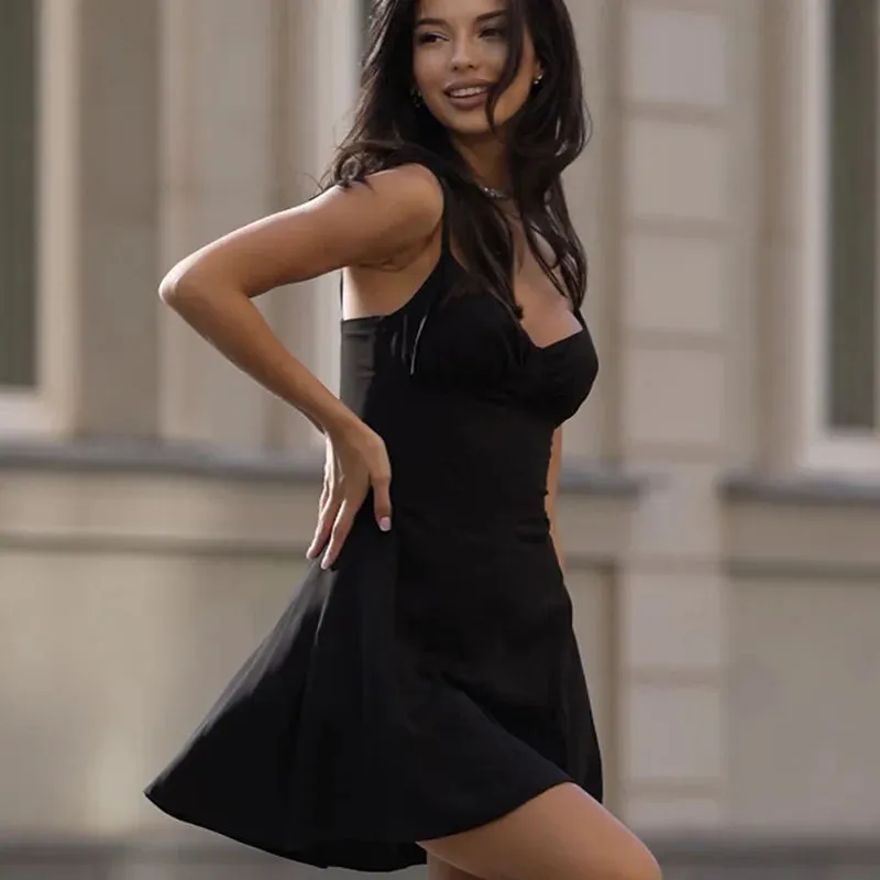 Spaghetti Strap Tie Up Mini Dress