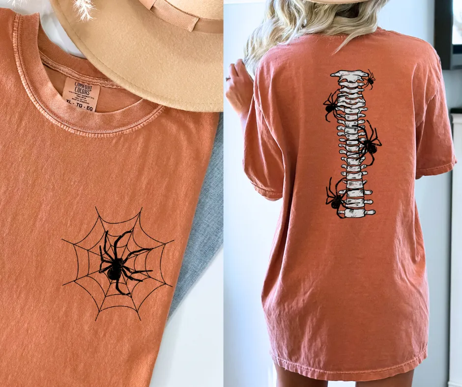 Spooky Spider Spine Tee | Comfort Colors Halloween Shirt