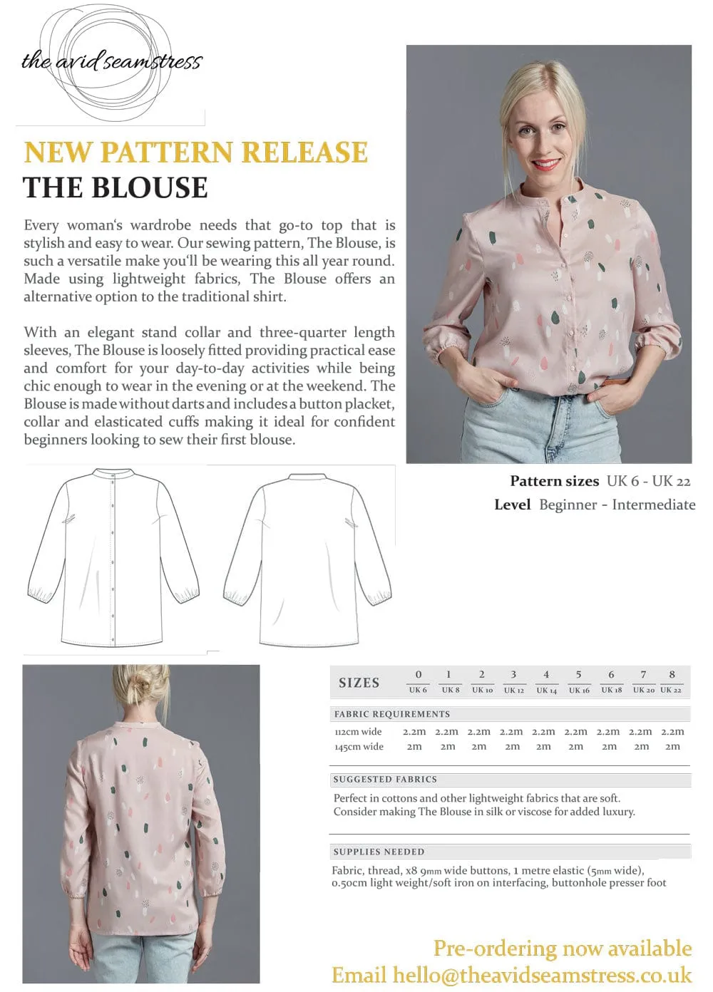 The Blouse, The Avid Seamstress Sewing Pattern