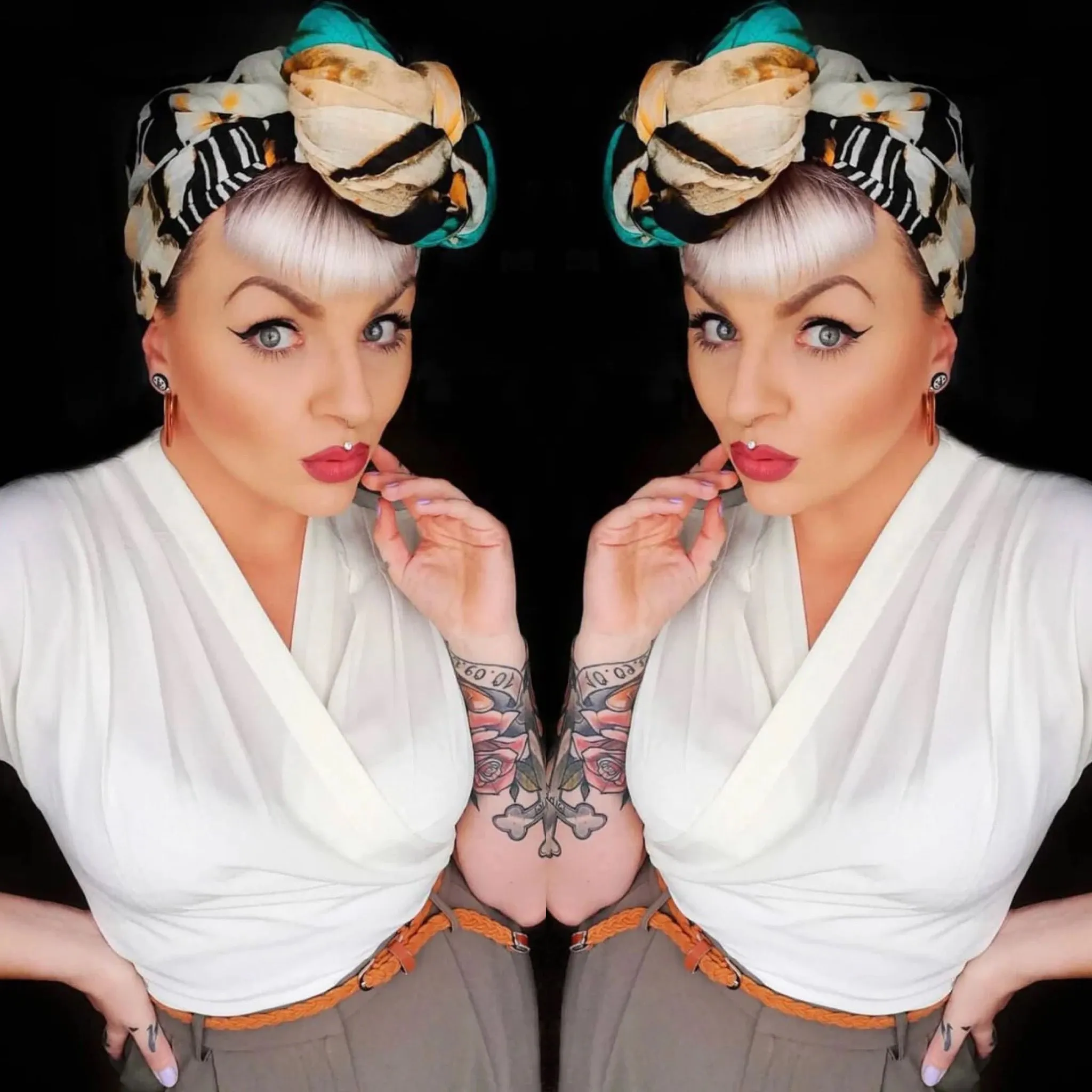 The "Darla" Short Sleeve Wrap Blouse in Antique White, True Vintage Style