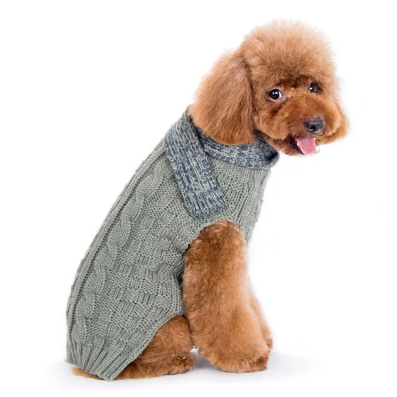 URBAN SCARF GREY CABLE DOG SWEATER