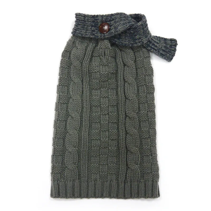 URBAN SCARF GREY CABLE DOG SWEATER