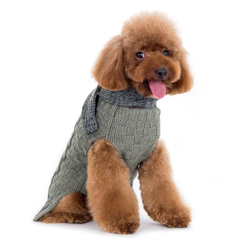 URBAN SCARF GREY CABLE DOG SWEATER