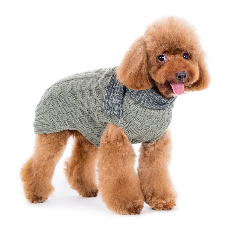URBAN SCARF GREY CABLE DOG SWEATER