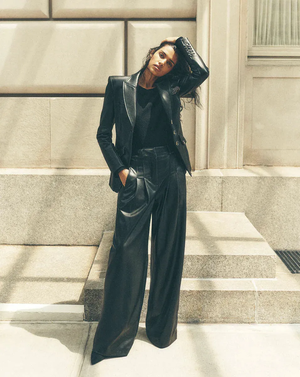 VERONICA BEARD RENNERT ECO LEATHER TROUSER BLACK