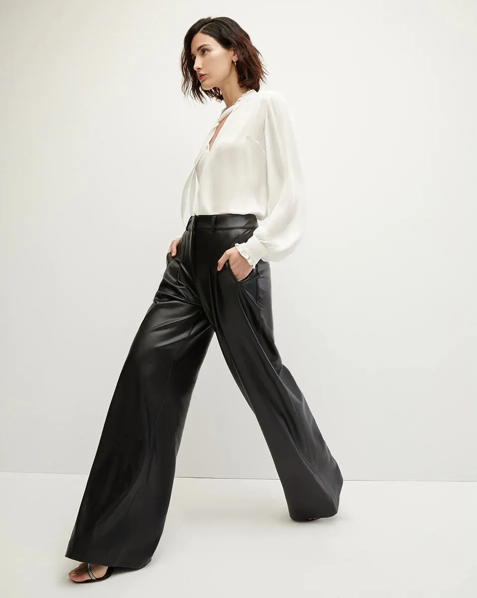 VERONICA BEARD RENNERT ECO LEATHER TROUSER BLACK