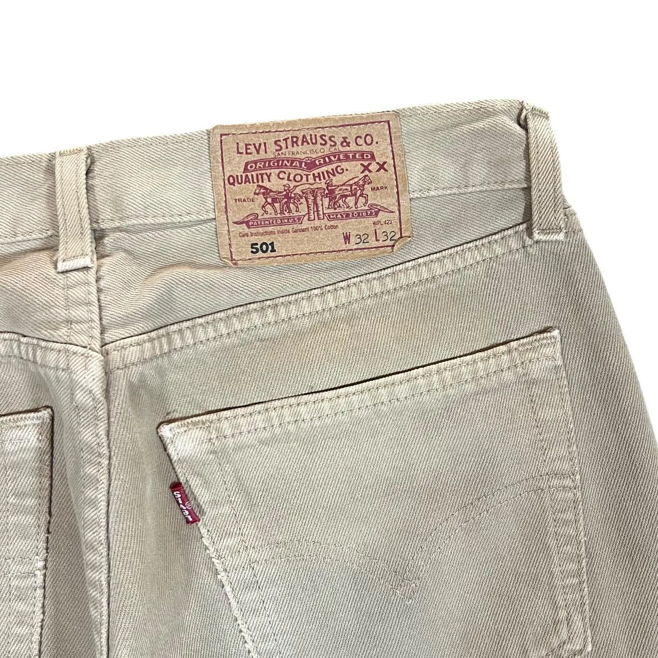 Vintage LEVI'S 501 Classic Beige Straight Leg Denim Jeans