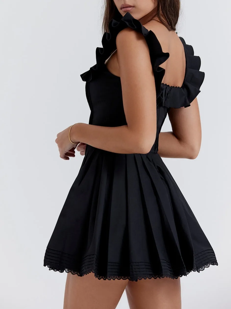 Wenkouban-Christmas Thanksgiving Gift New Year's Eve Dress party look inspos back to school dress  Jemima Black Pin Tuck Pleated Dress
