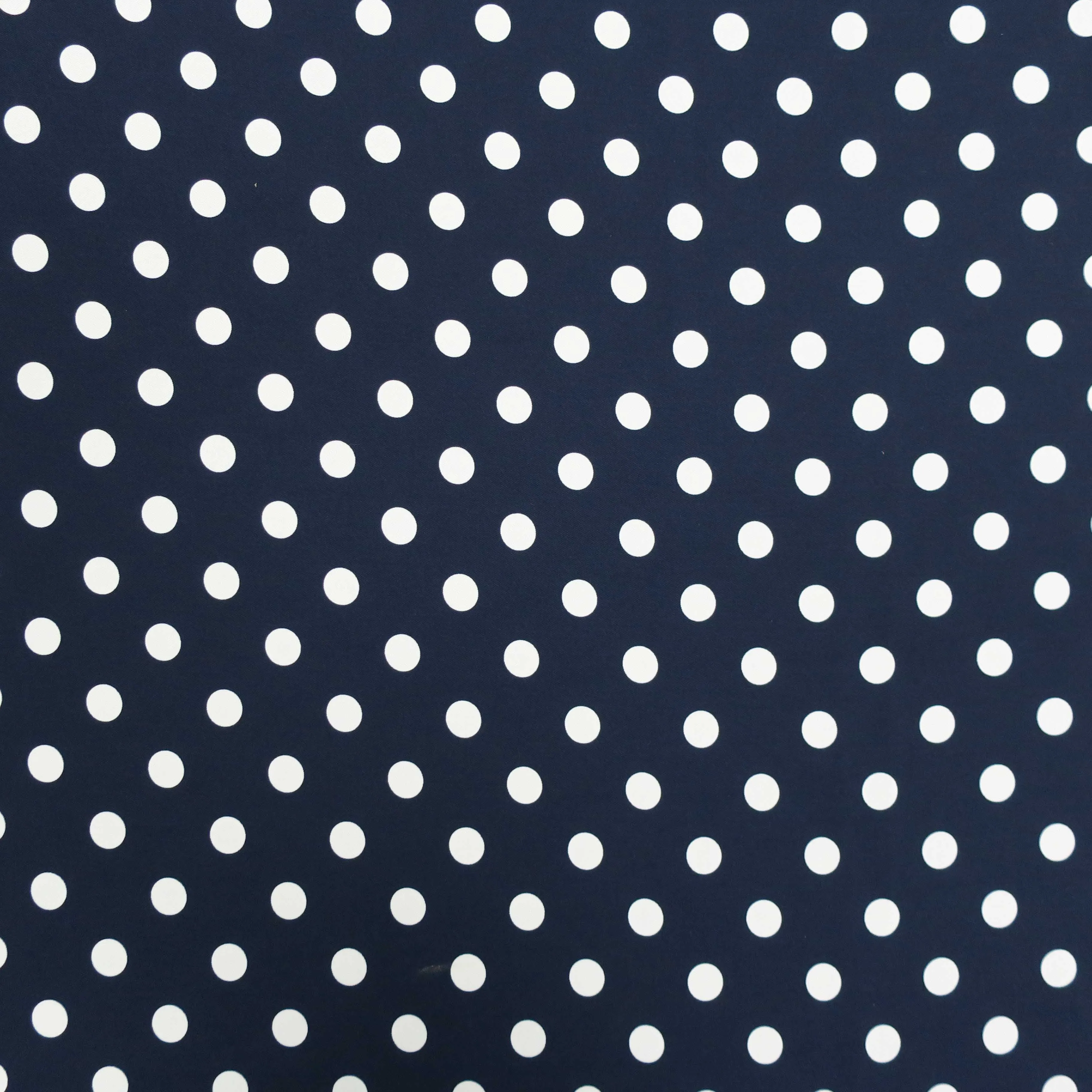 White Circles on Navy Printed Polyester Crepe