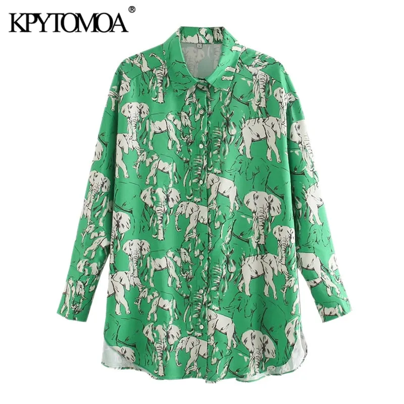 Women 2020 Fashion Animal Print Long Sleeve Female Shirts Blusas Chic Tops
