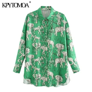 Women 2020 Fashion Animal Print Long Sleeve Female Shirts Blusas Chic Tops